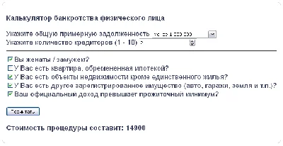 0031 Calculator of bankruptcy of a natural person