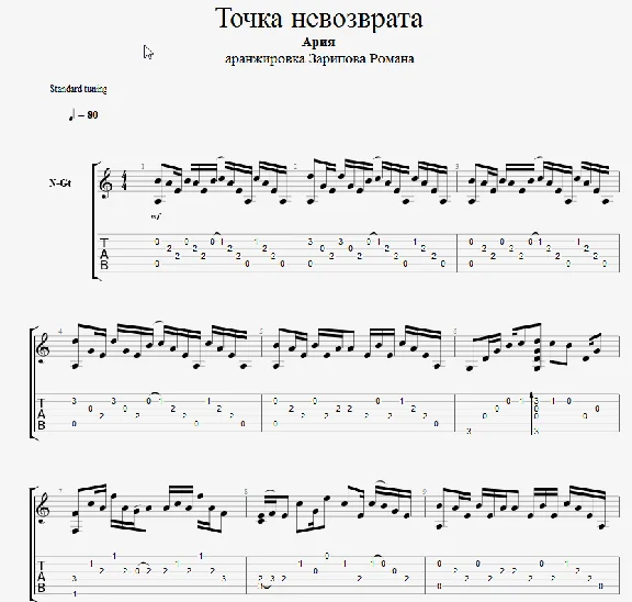 Point of no return (Aria) guitar  tabs