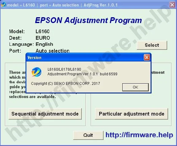 Epson L6160, L6170, L6190 Adjustment Program