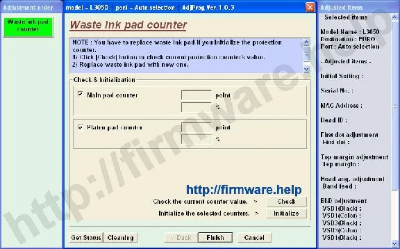 Epson L3050, L3070 Adjustment Program