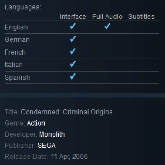 Condemned: Criminal Origins (Steam Gift / Region Free)