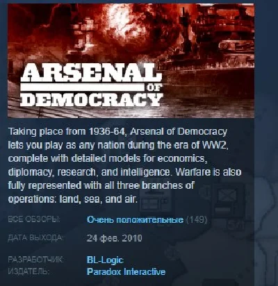 Arsenal of Democracy: A Hearts of Iron Game STEAM KEY💎