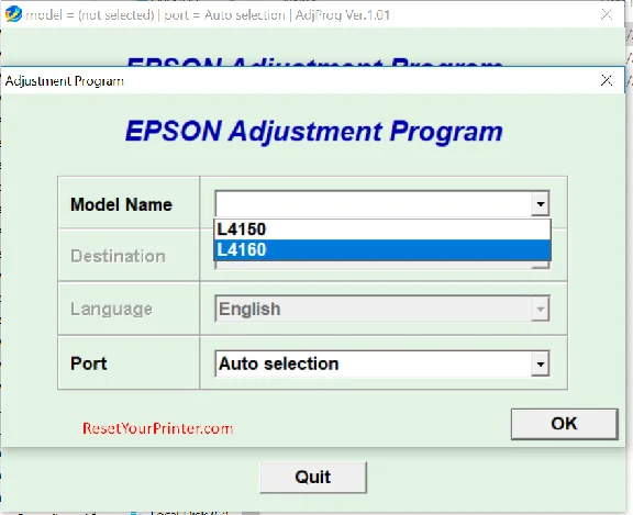 Epson L4160, L4150 Adjustment Program
