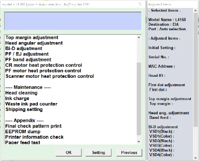 Epson L4160, L4150 Adjustment Program