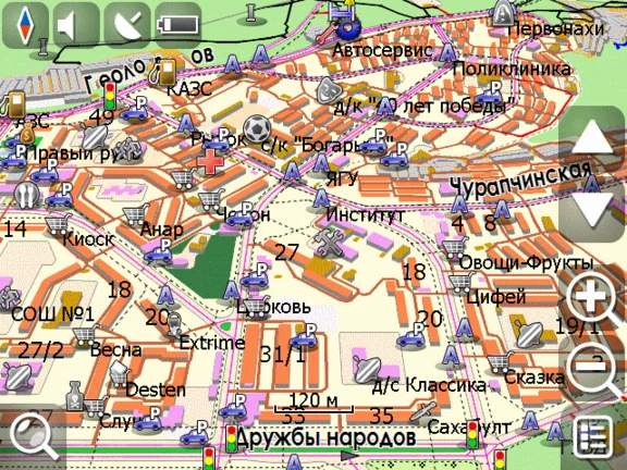 Navigation map "Neryungri and the surrounding area."