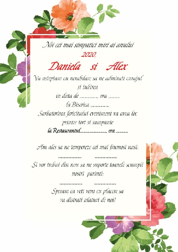 Invitație Nunta numărul
