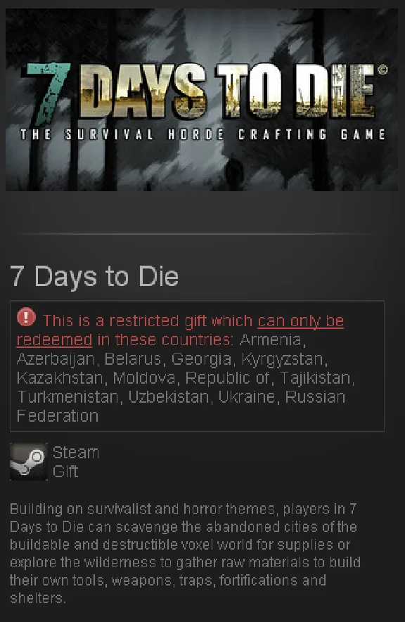 7 Days to Die Steam Gift Region Free + BONUS