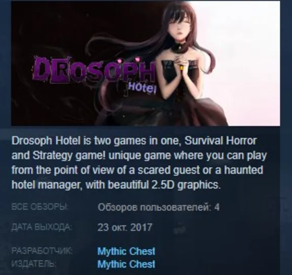 Drosoph Hotel STEAM KEY REGION FREE GLOBAL