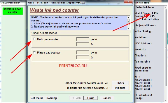 Adjustment program Epson L455, L456