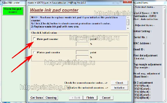 Adjustment program EPSON L3050, L3070 (reset west ink)
