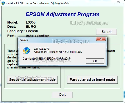Adjustment program EPSON L3050, L3070 (reset west ink)