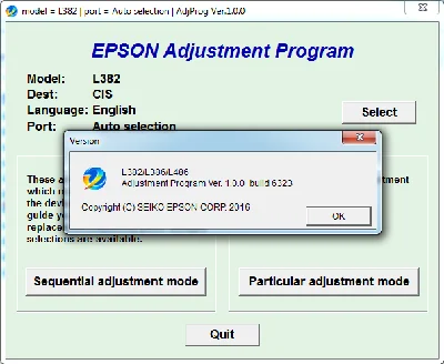 Adjustment program Epson L382, L386, L486 (Reset)