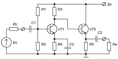 The calculation of a two-stage low-frequency amplifier