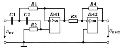 Synthesis of the analog filter. Option 5