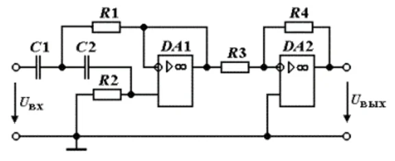 Synthesis of the analog filter. Option 5