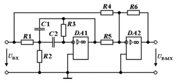 Synthesis of the analog filter. Option 6