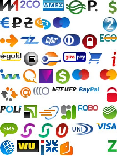 Icons of different payment systems in PNG