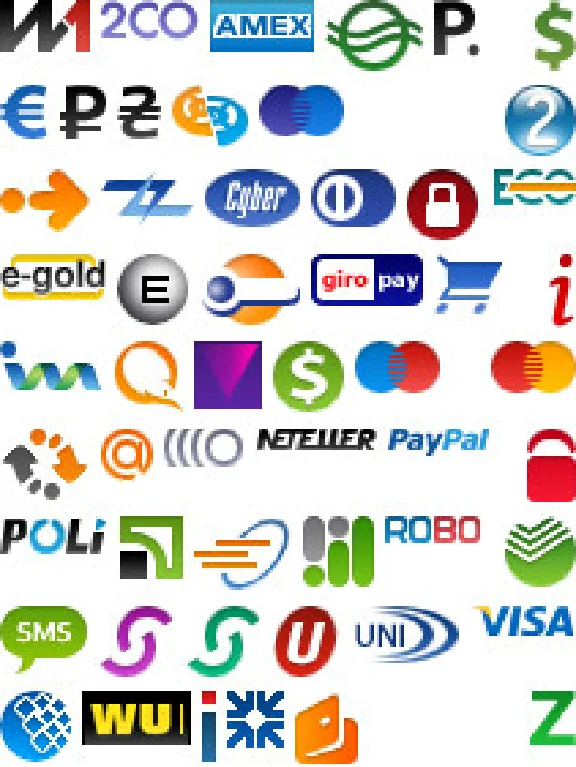 Icons of different payment systems in PNG