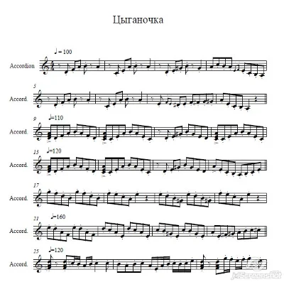 Gypsy" used by D. Khramkov (sheet music for bayan
