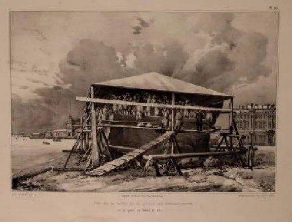 Монферран, Строительство Александрийской колонны, 1836
