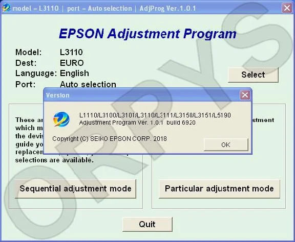 Epson L1110 L3100 L3110 L3150 L5190 Adjustment Program