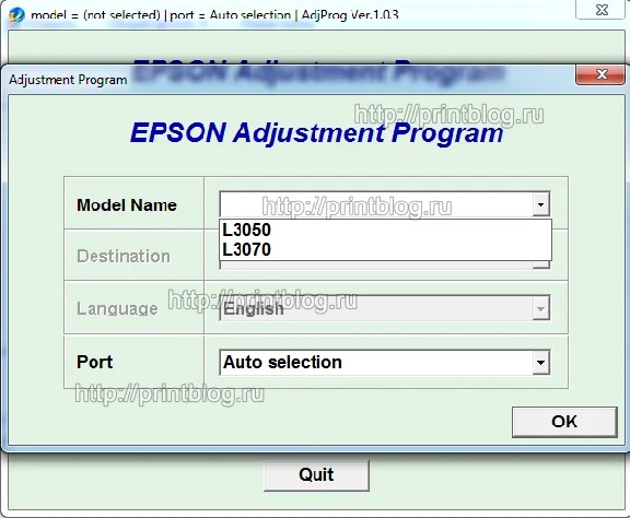 EPSON L3050, L3070 Adjustment program Ver. 1.0.3 build