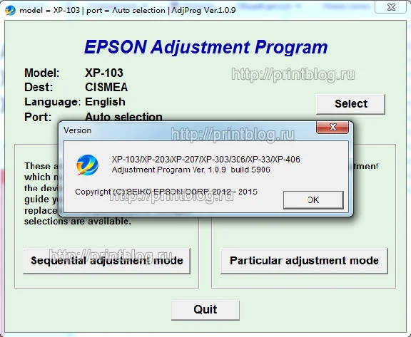 Adjustment program Epson Home XP-100, XP-102, XP-103