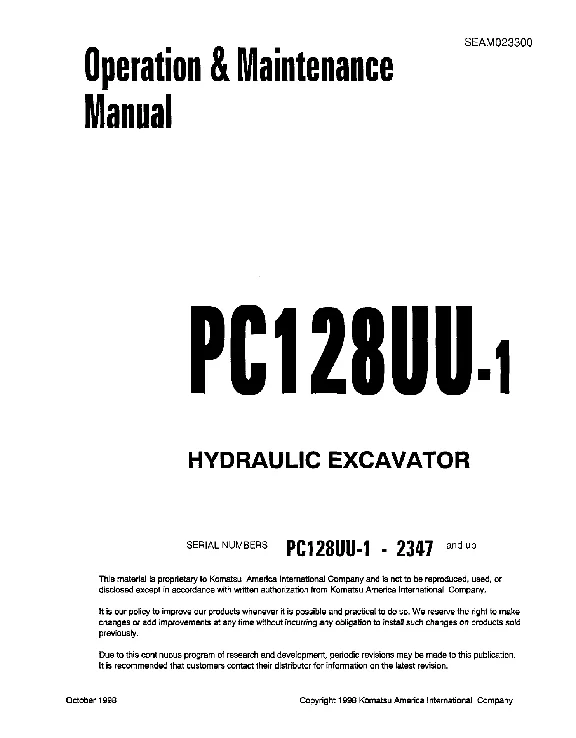 Komatsu PC128UU-1 Operation and Maintenance Manual