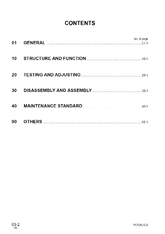 Komatsu PC128US-2, PC138US-2, USLC-2 Shop Manual