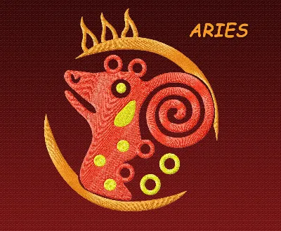 Zodiac sign Aries. Machine Embroidery Design 2 sizes