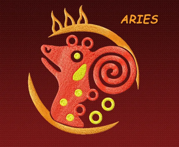 Zodiac sign Aries. Machine Embroidery Design 2 sizes