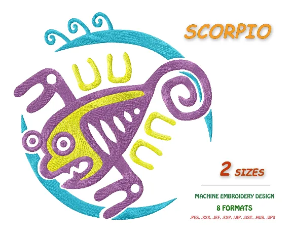 Знак зодиака Скорпион. Дизайн машинной вышивки 2 разм.
