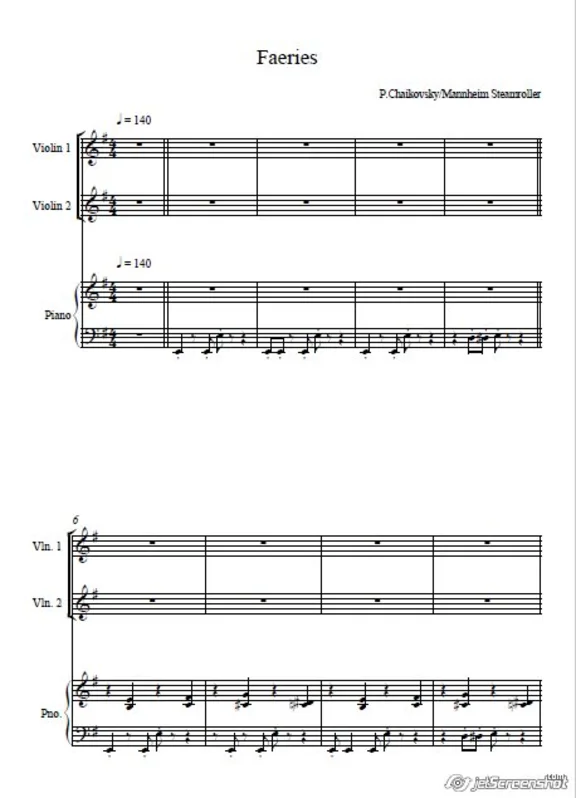 Faeries BY MANNHEIM STEAMROLLER (ноты ф-но и скрипка)