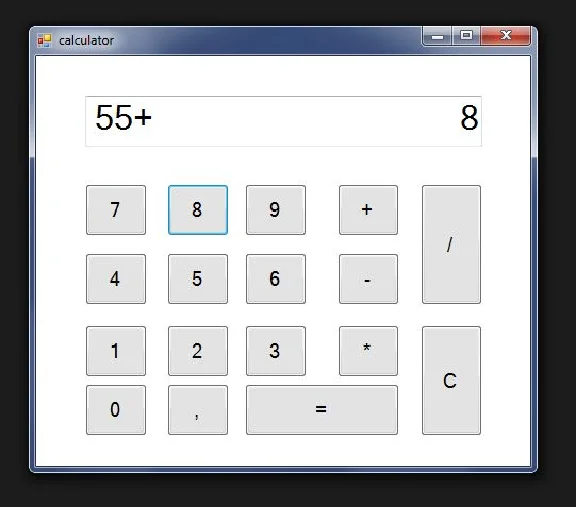 Calculator C#. Visual studio 2017 forms