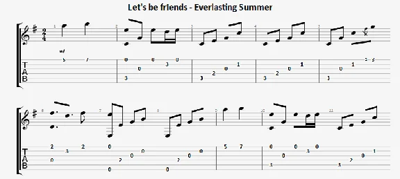 Let´s be friends (Everlasting summer) - guitar note+tab