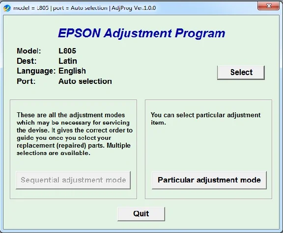 Adj Program EPSON L805
