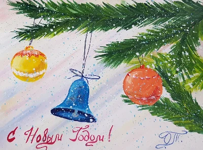 Видеокурс: рисуем "Снежная береза" и "Новогодние шары"