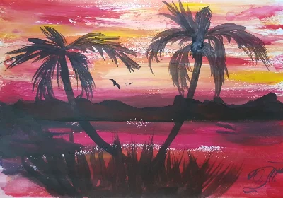 Видеоурок: рисуем "Ромашковое поле" и "Вечерние пальмы"