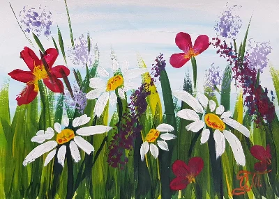 Видеоурок: рисуем "Ромашковое поле" и "Вечерние пальмы"