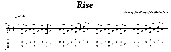 Rise (The Rising of the Shield Hero) - guitar tab+notes