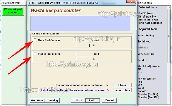 Adjustment program Epson WF 840, 845 (Reset)