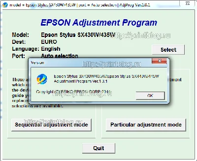 Adjustment program для Epson Stylus SX430W, SX435W