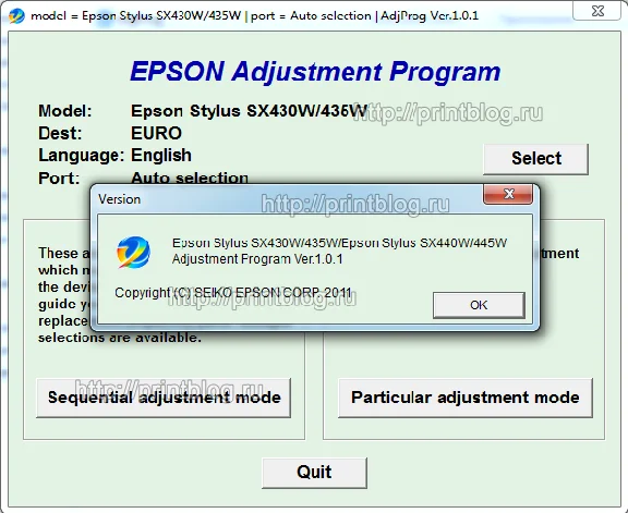 Adjustment program для Epson Stylus SX430W, SX435W