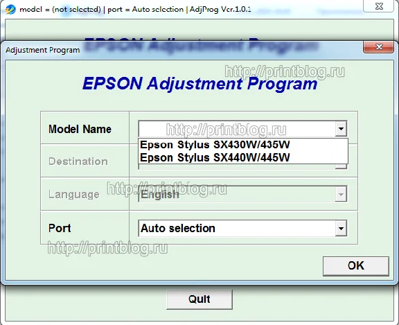 Adjustment program для Epson Stylus SX430W, SX435W