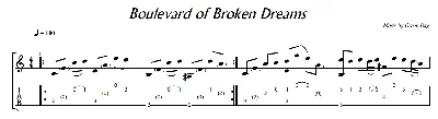 Boulevard of Broken Dreams (Green Day) guitar notes+tab