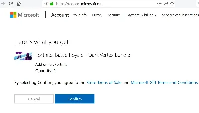 FORTNITE DARK VERTEX + 2,000 V-Buck  код Xbox One