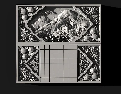 3d model of backgammon, chessboard for CNC machine