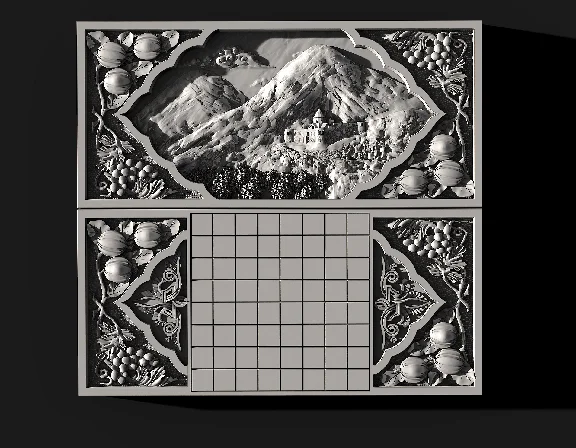 3d model of backgammon, chessboard for CNC machine