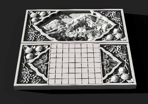 3d model of backgammon, chessboard for CNC machine