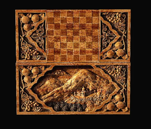 3d model of backgammon, chessboard for CNC machine